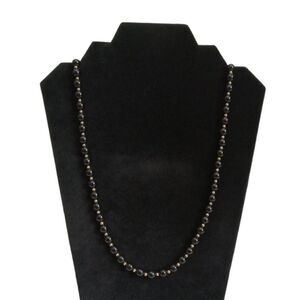 Vintage Monet Black and Gold Acrylic Beaded Single Strand Lightweight Necklace